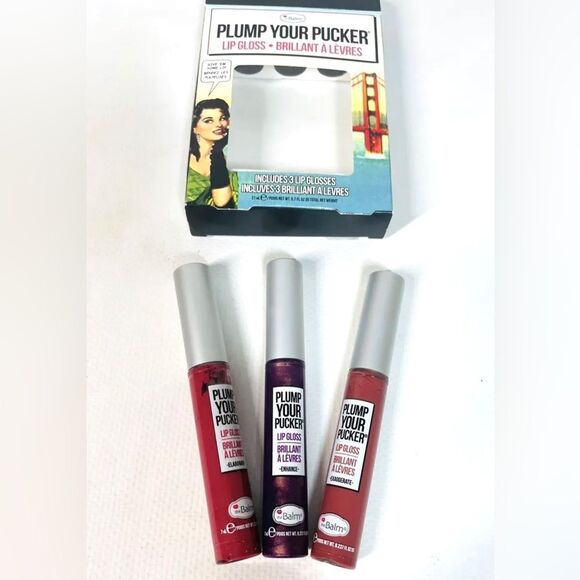 The Balm Plump Your Pucker Lip Lacquer Gloss Trio Elaborate Enhance Exaggerate - Picture 1 of 3